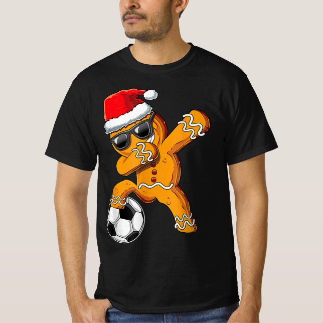 Camiseta Pão de Natal Dabbing Gingerpão Homem Dab Futebol (Frente)