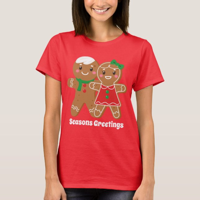 Camiseta Pão de Natal esfestivo adiciona texto (Frente)