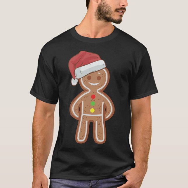 Camiseta Pão de Natal Homem Cookie Santa Hat Engraçado A (Frente)