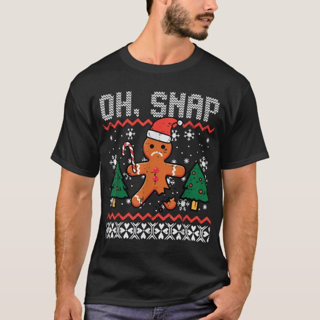 Camiseta Pão de Natal Quebrado Oh Snap Ufly Xmas (Frente)