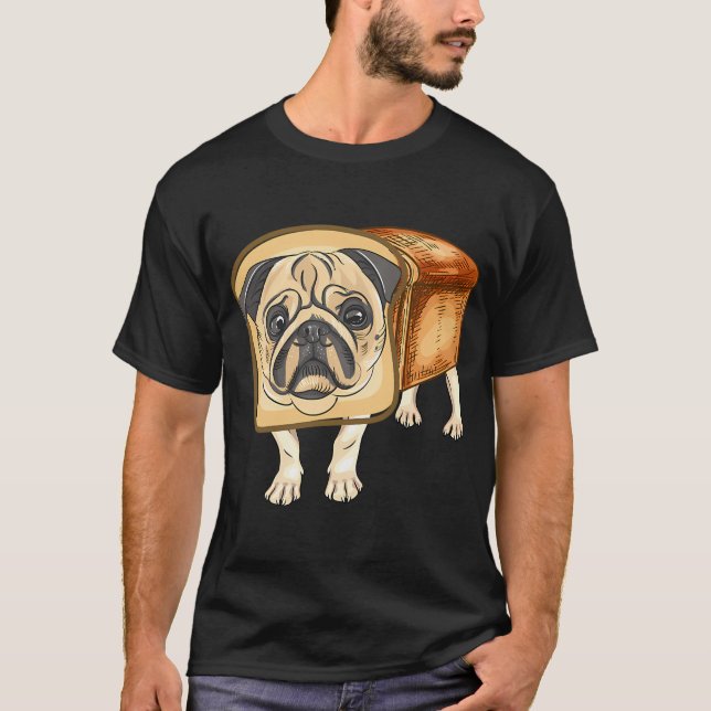 Camiseta Pão de Pug (Pug Engraçado) (Frente)