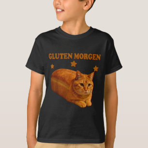 Camiseta Pão Engraçado do Gato Meme Glúten Manhã Humor Gráf