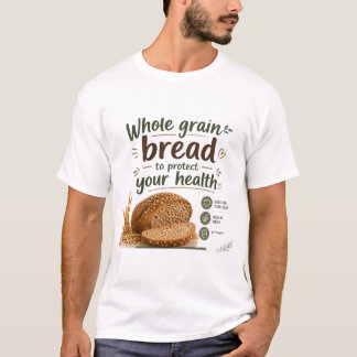 Camiseta Pão Integral Design de Nutrição Saudável