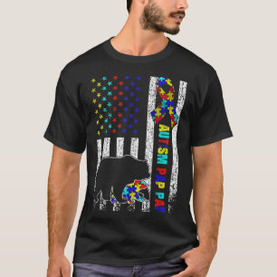 Camiseta Pap Bear Urso de Pap do American Flag Autism