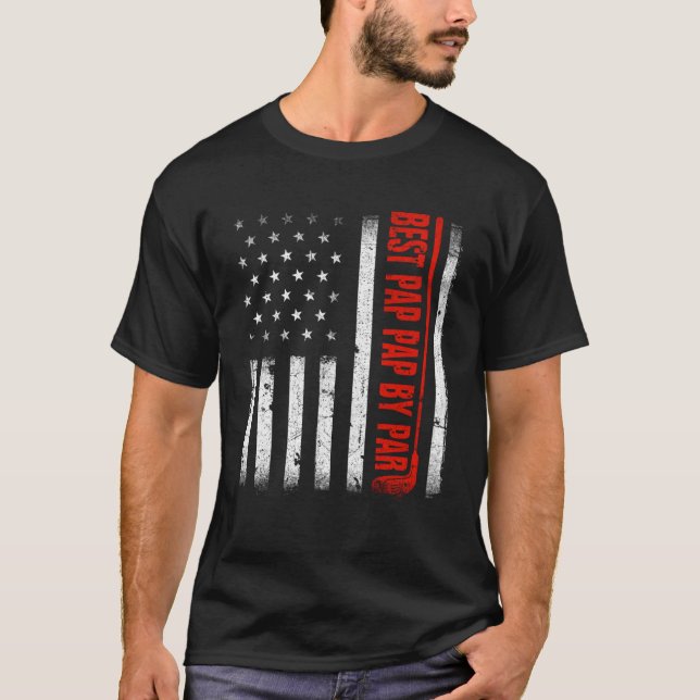 Camiseta Pap De Homens Da Par American Flag Family Faes (Frente)