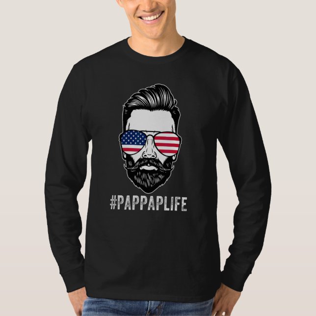 Camiseta Pap Life Sunvidros American Flag Dia de os pais (Frente)