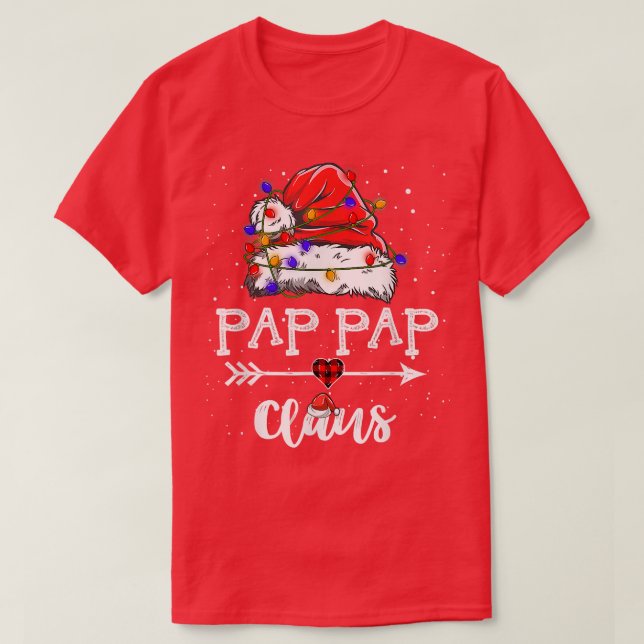 Camiseta Pap Pap Claus Christmas Light Pajama Family Matchi (Frente do Design)