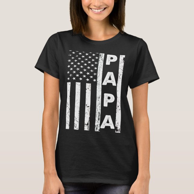 Camiseta Papa American Flag US Father's Day Dad American 4t (Frente)