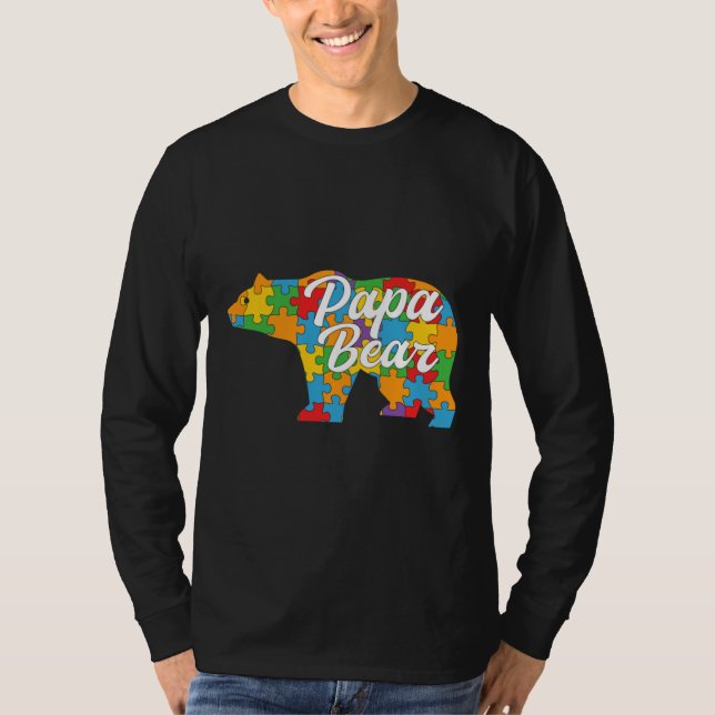 Camiseta Papa Bear Autism Quebra-cabeça (Frente)