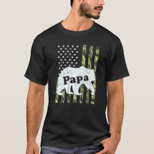 Camiseta Papa Bear Camouflage Estados Unidos Bandeiras Pais