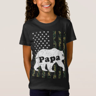 Camiseta Papa Bear Camouflage EUA Bandeira Americana