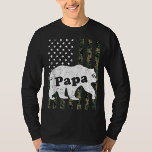 Camiseta Papa Bear Camouflage EUA Bandeira Americana