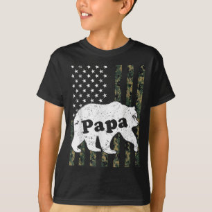 Camiseta Papa Bear Camouflage EUA Bandeira Americana