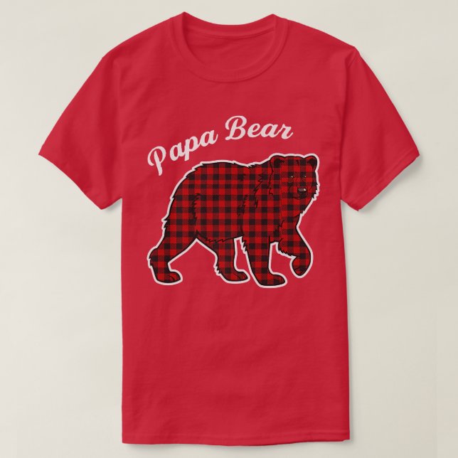 Camiseta Papá Bear Men Red Xadrez Premium (Frente do Design)