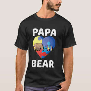Camiseta Papa Bear Mundo Conscientização do Autismo Pai Dia