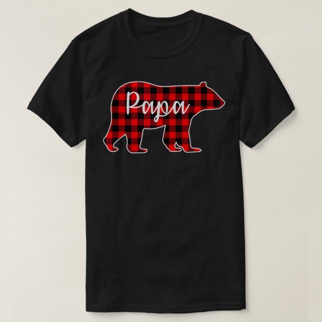 Camiseta Papa Bear Red Plaid Family Matching Christmas Paja (Frente do Design)