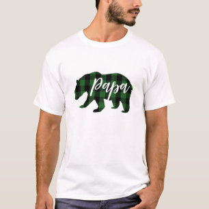 Camiseta Papa Bear Xadrez Verde   Script