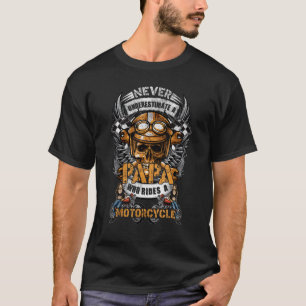 Camiseta Papa Biker Que Dirige Um Marido Do Crânio De Moto