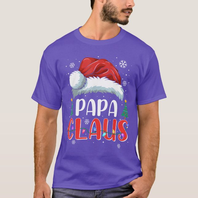 Camiseta Papa Claus Christmas Lights Pajama Family Matching (Frente)
