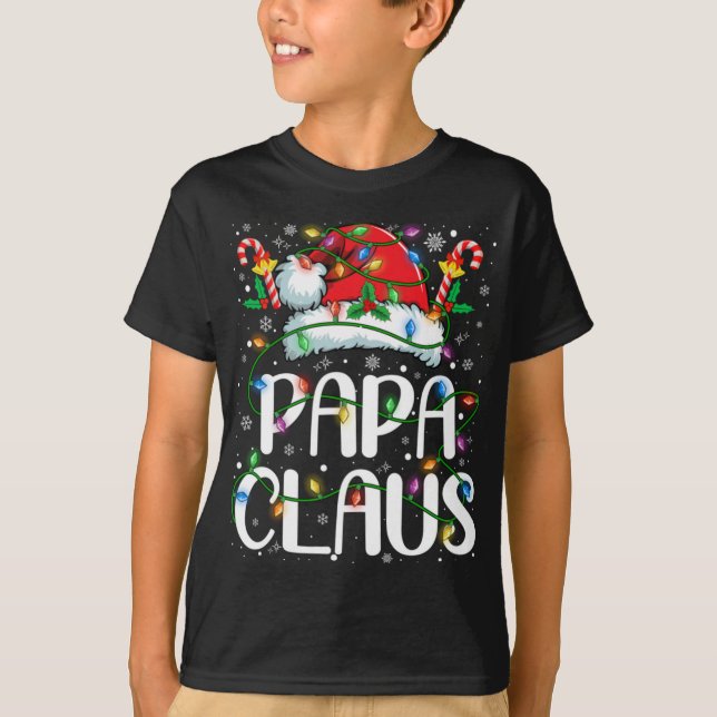 Camiseta Papa Claus Christmas Lights Pajama Xmas Family Mat (Frente)