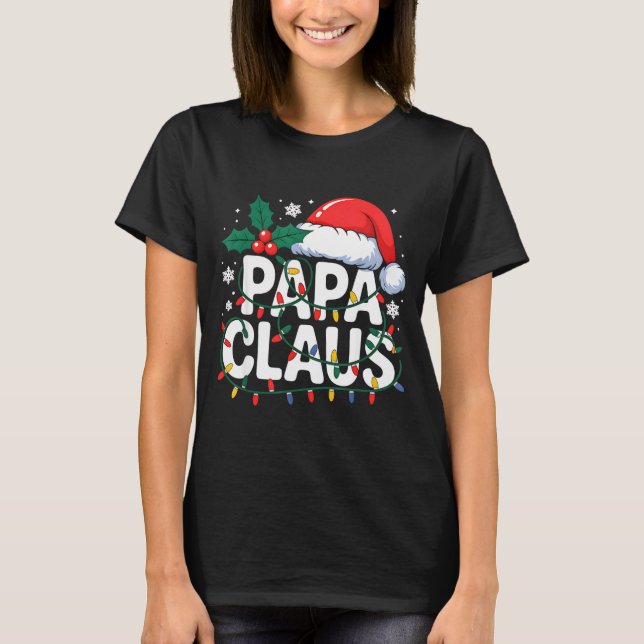 Camiseta Papa Claus Christmas Lights Santa Family Matching  (Frente)