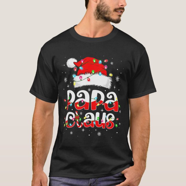 Camiseta Papa Claus Funny Christmas Lights Pajama Family Ma (Frente)