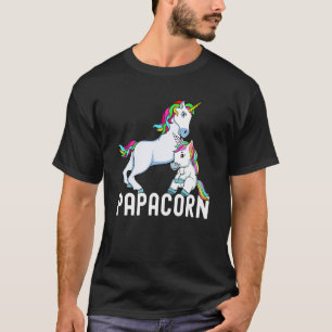 Camiseta Papá Corn Pai Unicorn E Bebê Rainbow Da Pai