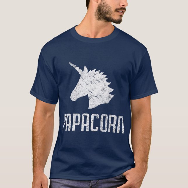 Camiseta Papa Corn Pai Unicorn Engraçado Correspondência An (Frente)