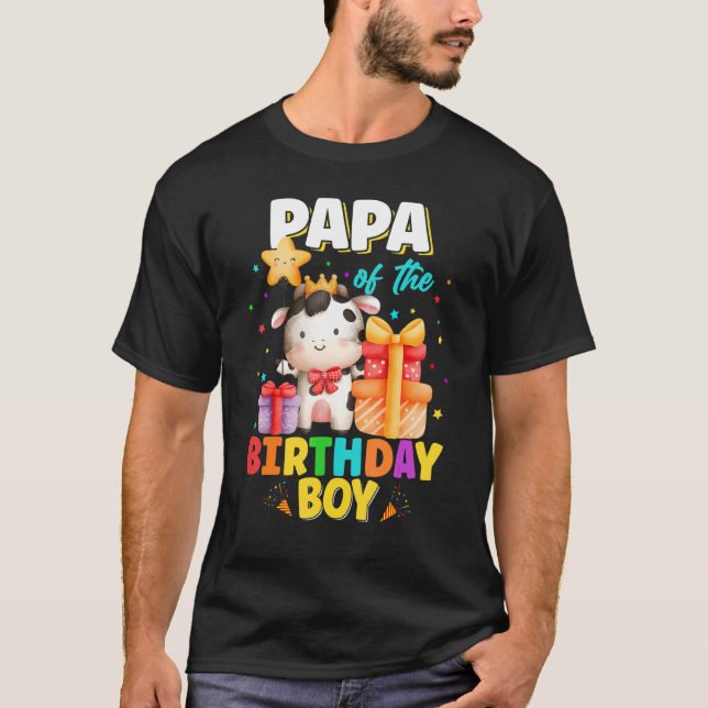 Camiseta Papá Da Família B De Animais Da Fazenda De Vaca De (Frente)