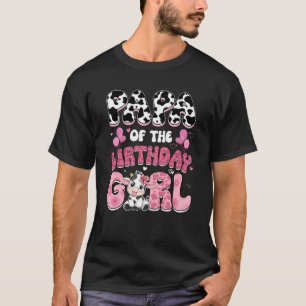 Camiseta Papá Da Rapariga De Aniversário Da Fazenda Da Vaca