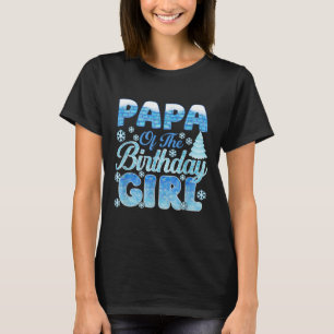 Camiseta Papá Da Rapariga De Aniversário Flocos De Neve Con