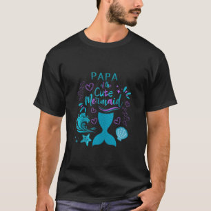 Camiseta Papá de Sereia Bonita 5 Festa de aniversário de Ci