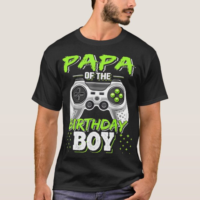 Camiseta Papá Do Aniversário Jogo De Vídeo Correspondente (Frente)