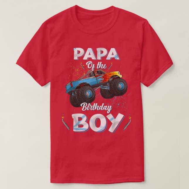 Camiseta Papá Do Aniversário Monstro Monstro Homens Da (Frente do Design)