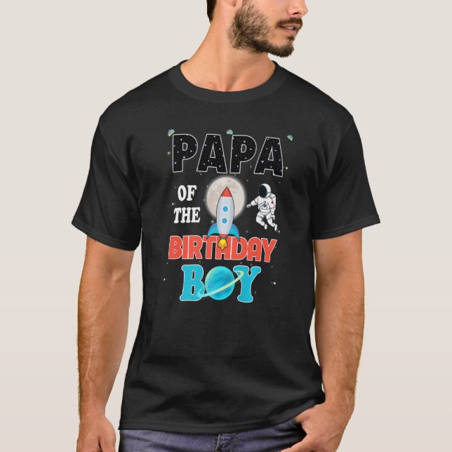 Camiseta Papá do Astronauta de Astronauta Theme Bir (Frente)