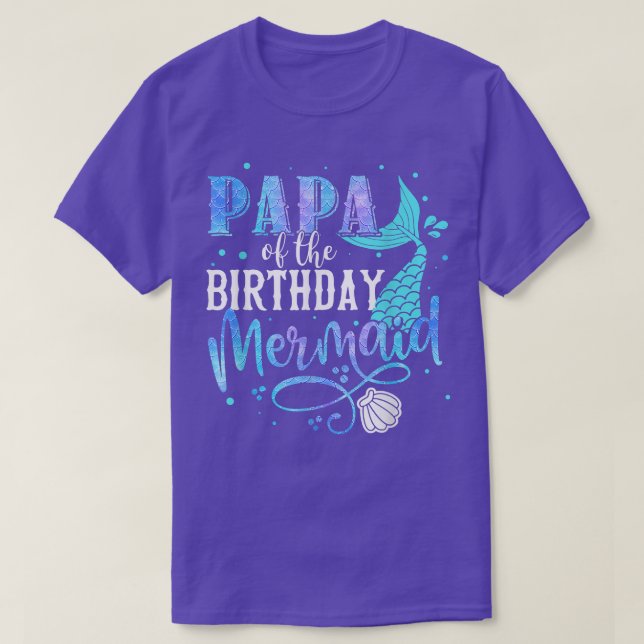 Camiseta Papá Do Festa De Sereia De Aniversário (Frente do Design)