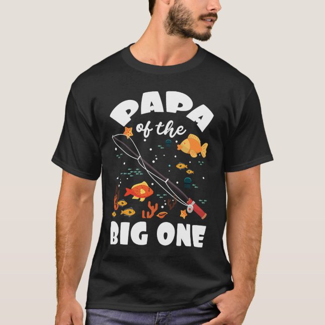 Camiseta Papa Do Grande Tema De Pesca De Um Aniversário Ce (Frente)