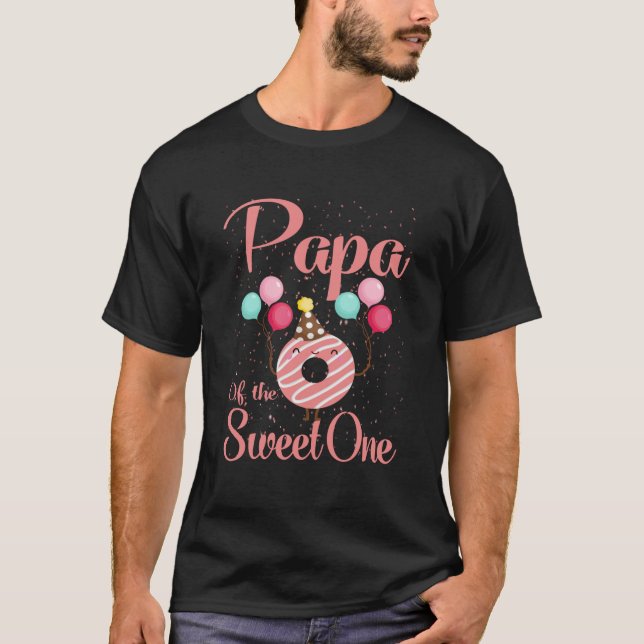 Camiseta Papá Do primeiro aniversario Da Família Doce (Frente)