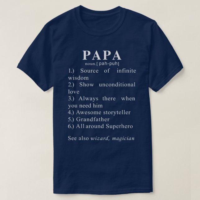 Camiseta Papa Funny Definition For Men And Father Day  (Frente do Design)