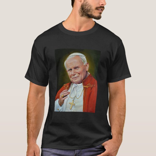 Camiseta Papa João II, Rua. João Paulo II Retrato, Religios (Frente)