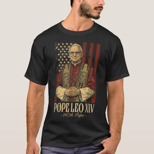Camiseta Papa Leo E América O Papa Leo Xiv Dos Eua (Frente)