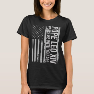 Camiseta Papa Leo Xiv 14 Primeiro Papa Americano Flag Vin
