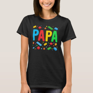 Camiseta Papa Master Builder Construindo Bricks Família Blo