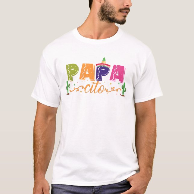 Camiseta Papa Matching primeiro aniversario Fiesta Party, M (Frente)