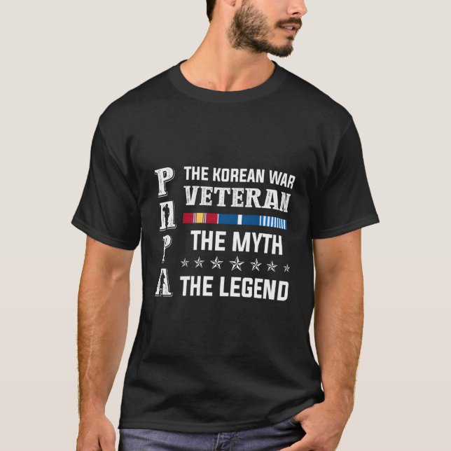 Camiseta Papa O Patriótico do Mito Veterano da Guerra Corea (Frente)