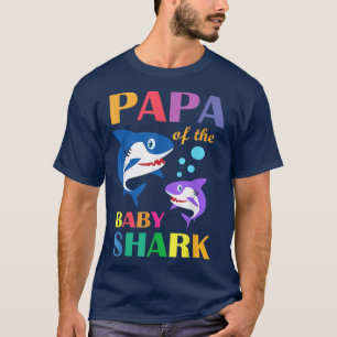 Camiseta Papa Of The Baby Birthday Shark Papa Shark Christm