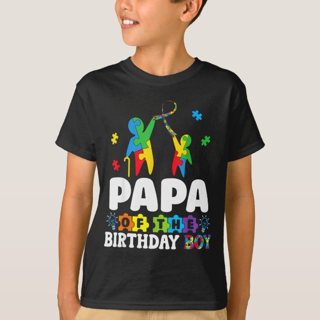 Camiseta Papa Of The Birthday Boy Autism Awareness Support  (Frente)