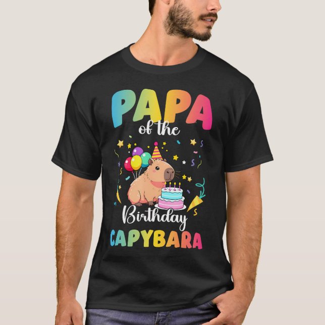 Camiseta Papa Of The Birthday Girl Capybara Bday Party (Frente)