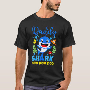 Camiseta Papá Pai Padre Shark Birthday Tubarão Família Moth