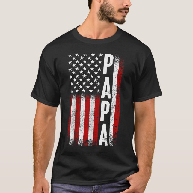 Camiseta Papa Patriotic American USA Flag Best Papa Ever (Frente)